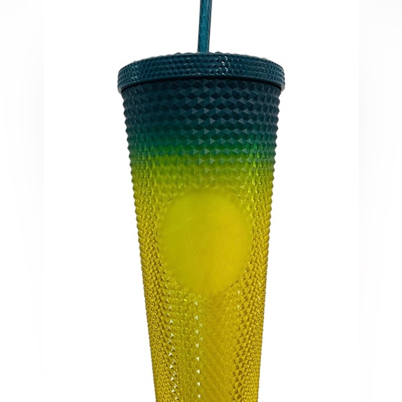 Starbucks Ombre Lemongrass Hombre Yellow Blue Studded Tumbler Cup 24oz 2023 NWT - Picture 10 of 11